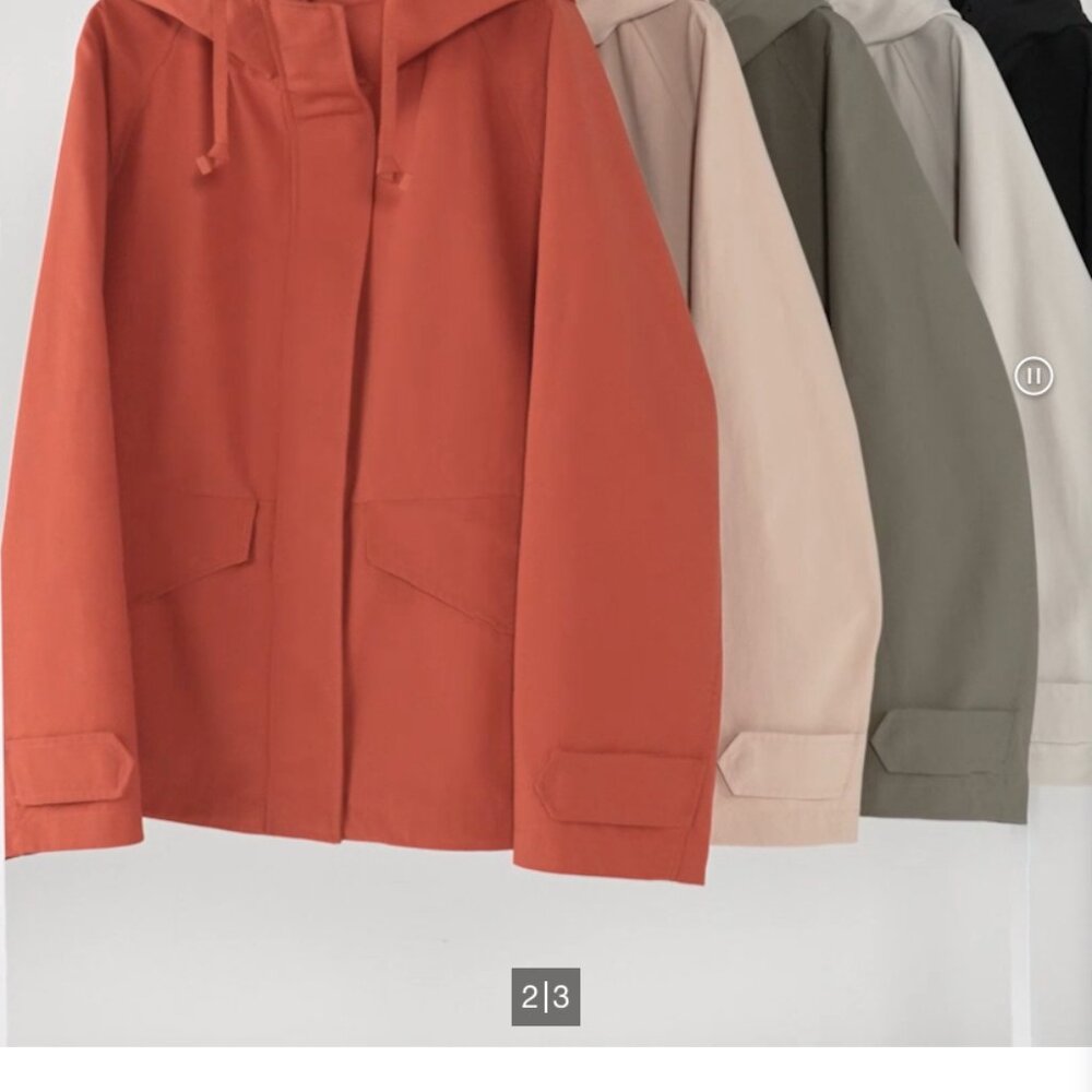 Uniqlo Cotton Blend Parka, Size Medium, Red, Hood Lightweight AdjustableWaist - Picture 14 of 15